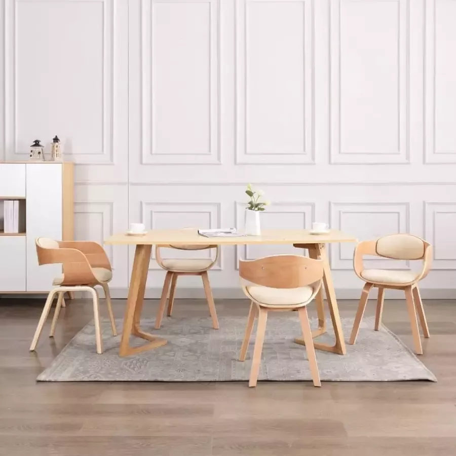 Prolenta Premium Eetkamerstoelen 4 st gebogen hout en kunstleer