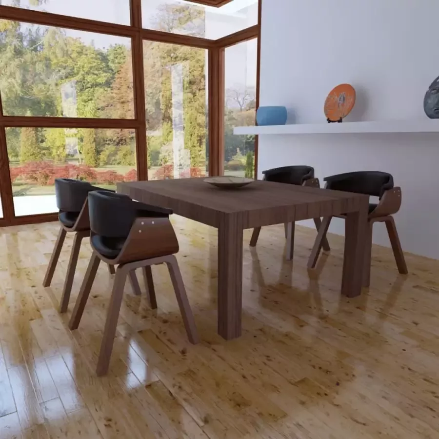 Prolenta Premium Eetkamerstoelen 4 st gebogen hout en kunstleer