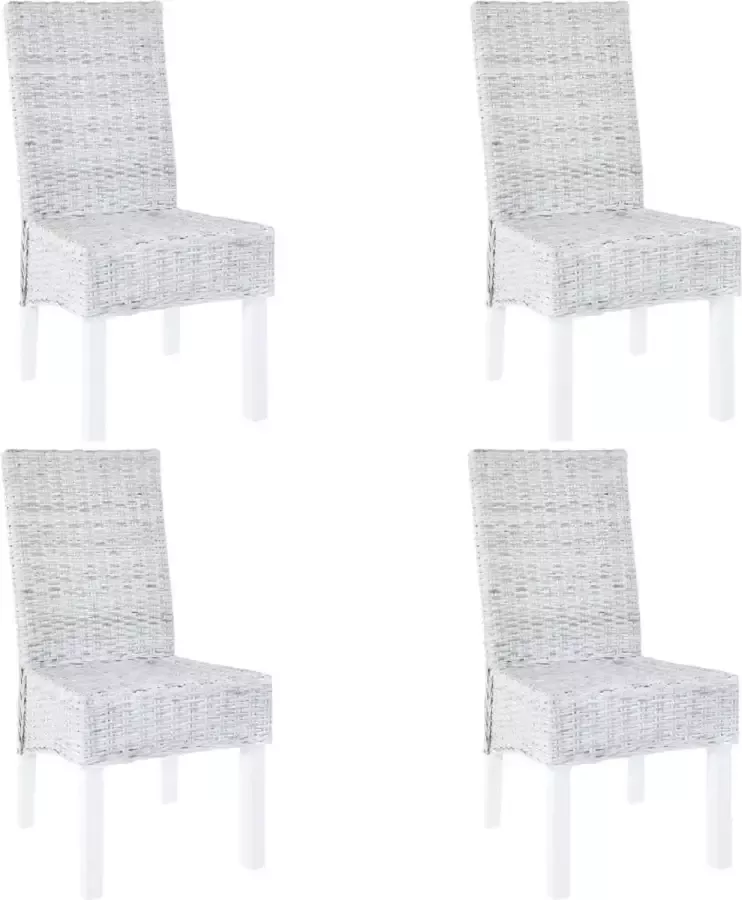 Prolenta Premium Eetkamerstoelen 4 st kubu rattan en mangohout lichtbruin