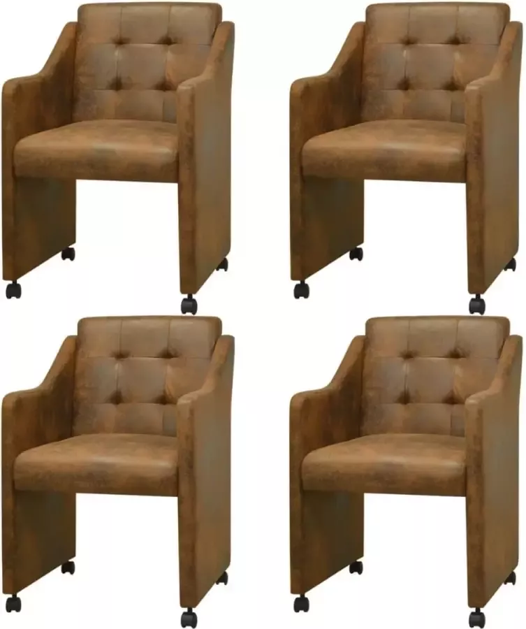 ForYou Prolenta Premium Eetkamerstoelen 4 st kunstleer bruin - Foto 6