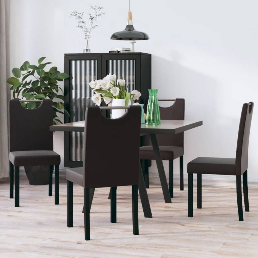 Prolenta Premium Eetkamerstoelen 4 st kunstleer bruin