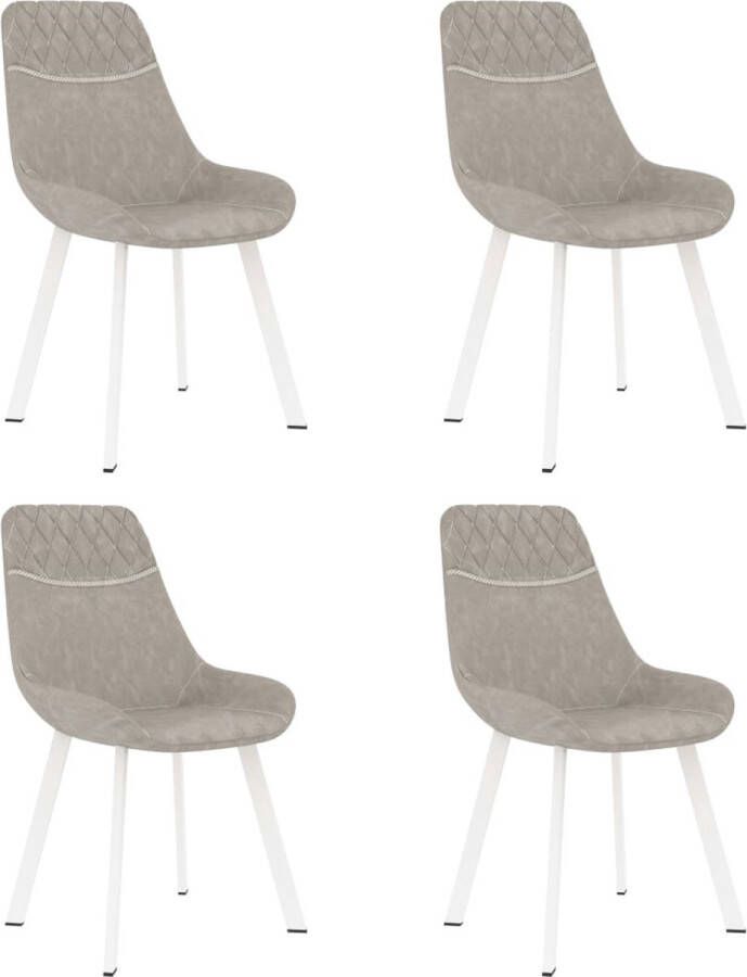 Prolenta Premium Eetkamerstoelen 4 st kunstleer lichtgrijs