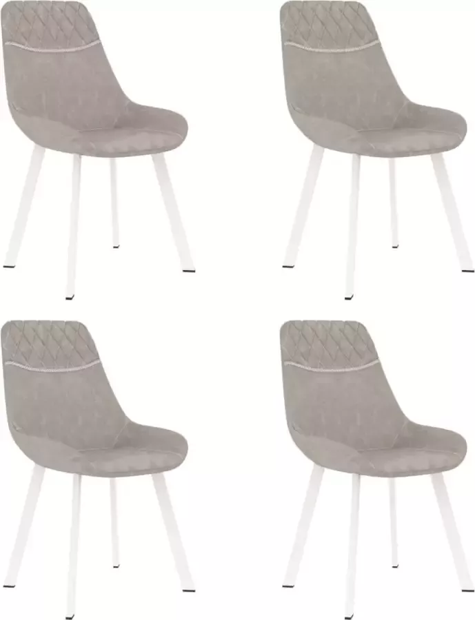 Prolenta Premium Eetkamerstoelen 4 st kunstleer lichtgrijs