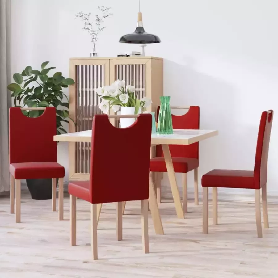 ForYou Prolenta Premium Eetkamerstoelen 4 st kunstleer wijnrood - Foto 2