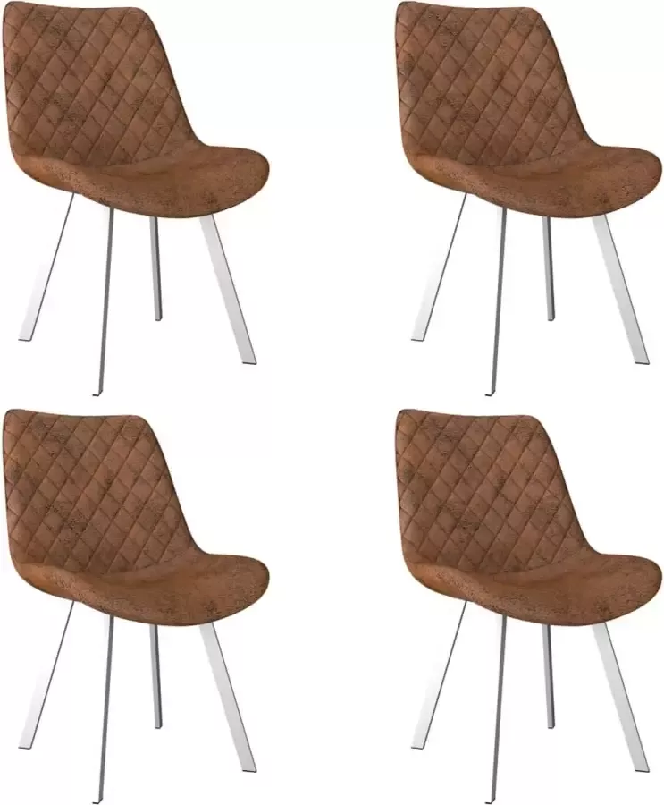 ForYou Prolenta Premium Eetkamerstoelen 4 st kunstsuède bruin - Foto 5