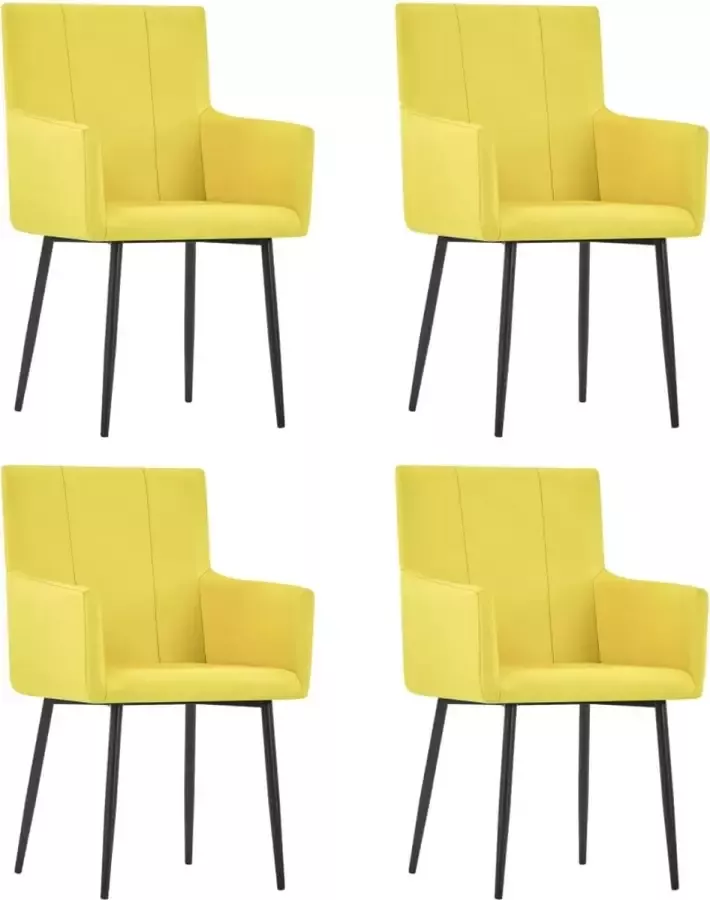 Prolenta Premium Eetkamerstoelen 4 st met armleuningen stof geel