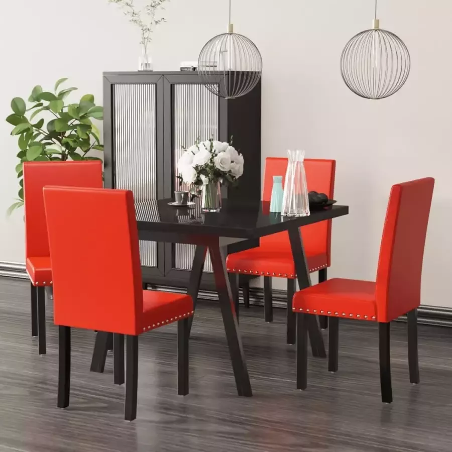 Prolenta Premium Eetkamerstoelen 4 st PVC rood