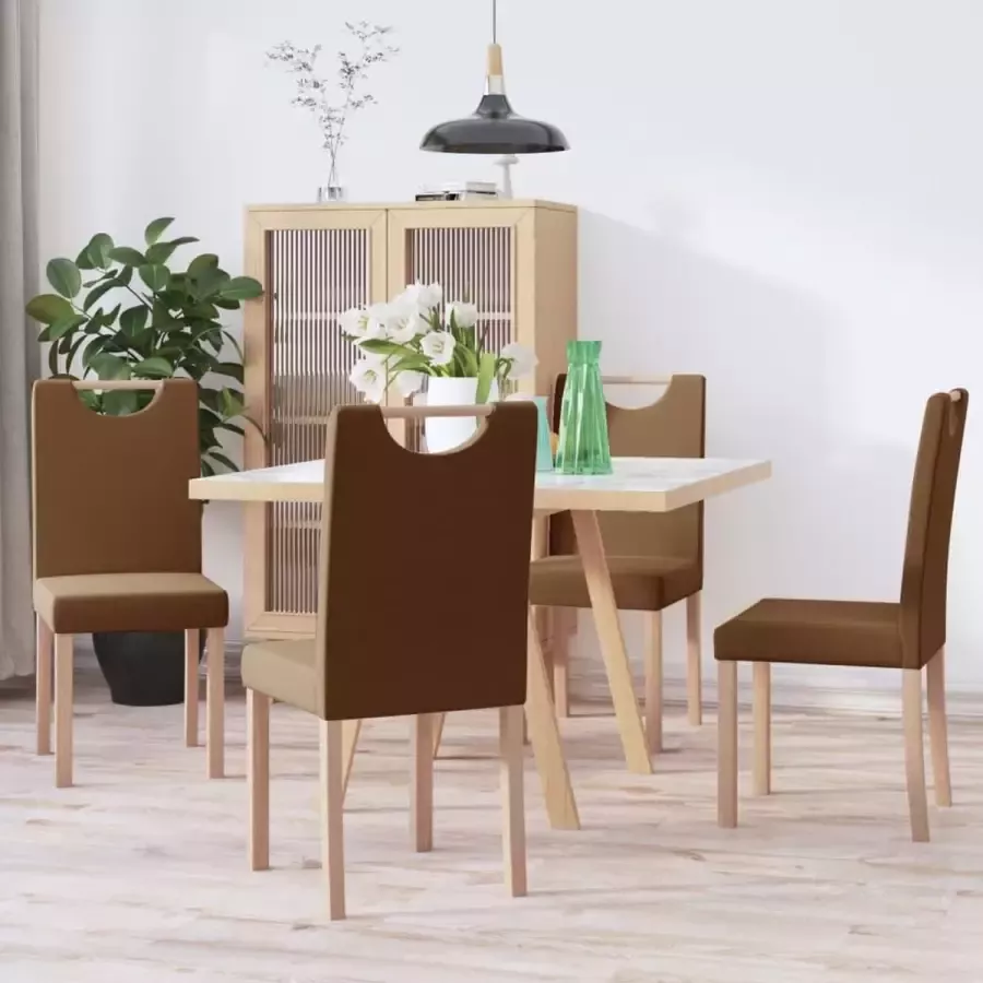 ForYou Prolenta Premium Eetkamerstoelen 4 st stof bruin - Foto 5