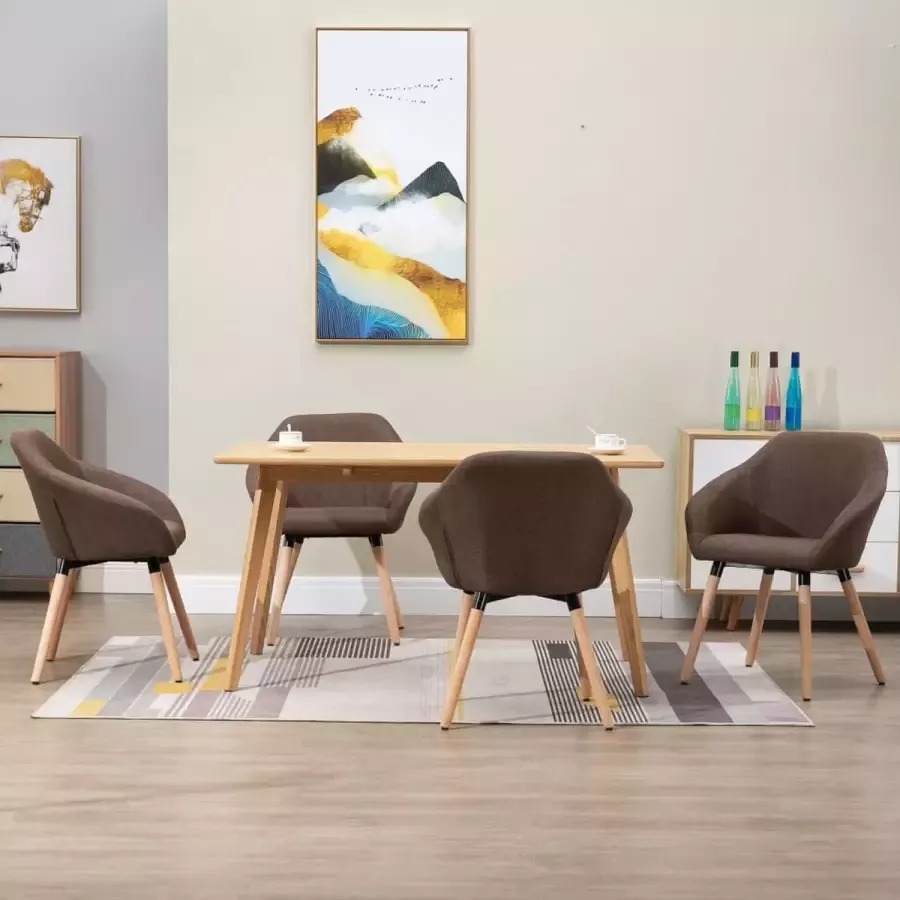 ForYou Prolenta Premium Eetkamerstoelen 4 st stof bruin - Foto 6