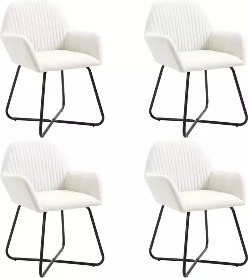 ForYou Prolenta Premium Eetkamerstoelen 4 st stof crème - Foto 4