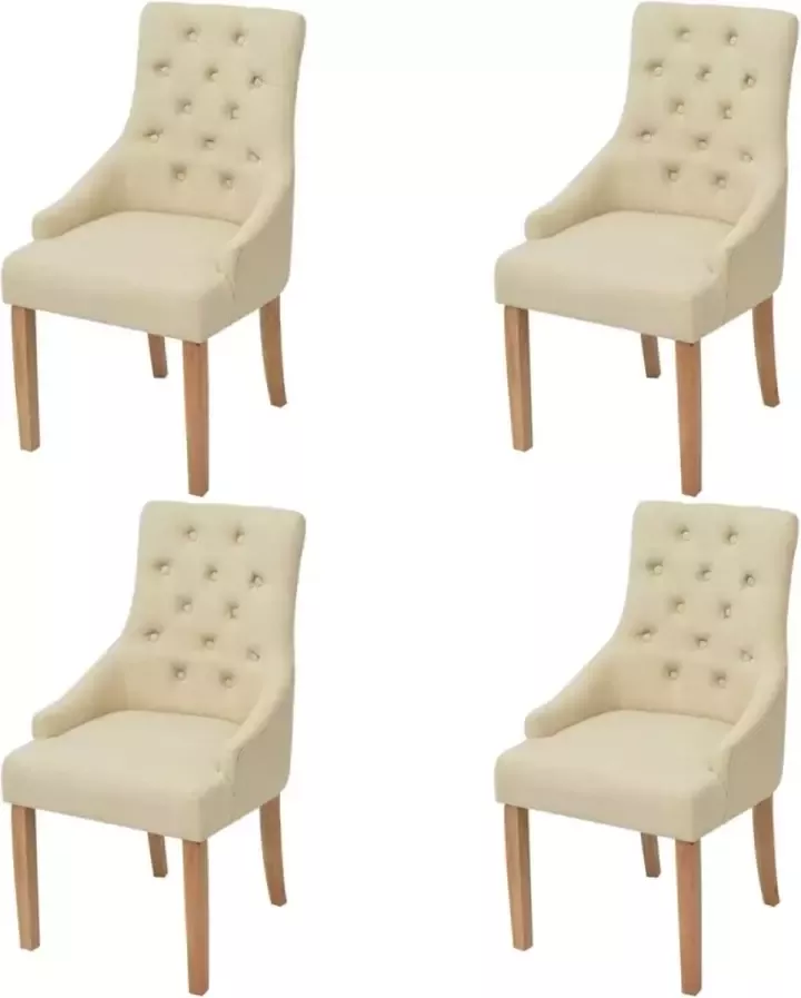 Prolenta Premium Eetkamerstoelen 4 st stof crème