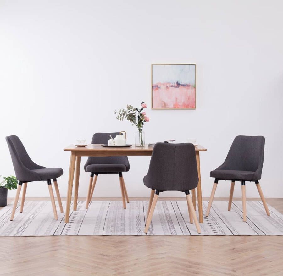 Prolenta Premium Eetkamerstoelen 4 st stof donkergrijs