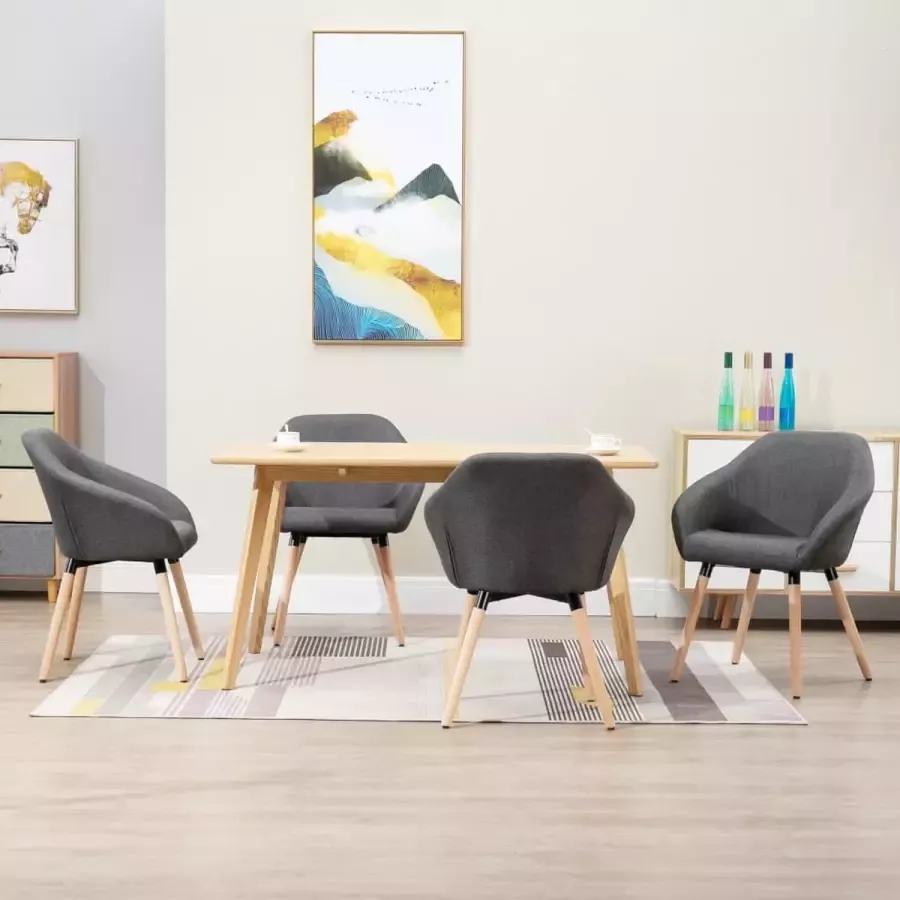 Prolenta Premium Eetkamerstoelen 4 st stof donkergrijs