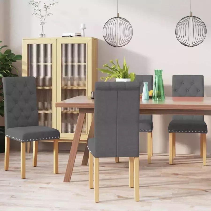 Prolenta Premium Eetkamerstoelen 4 st stof donkergrijs