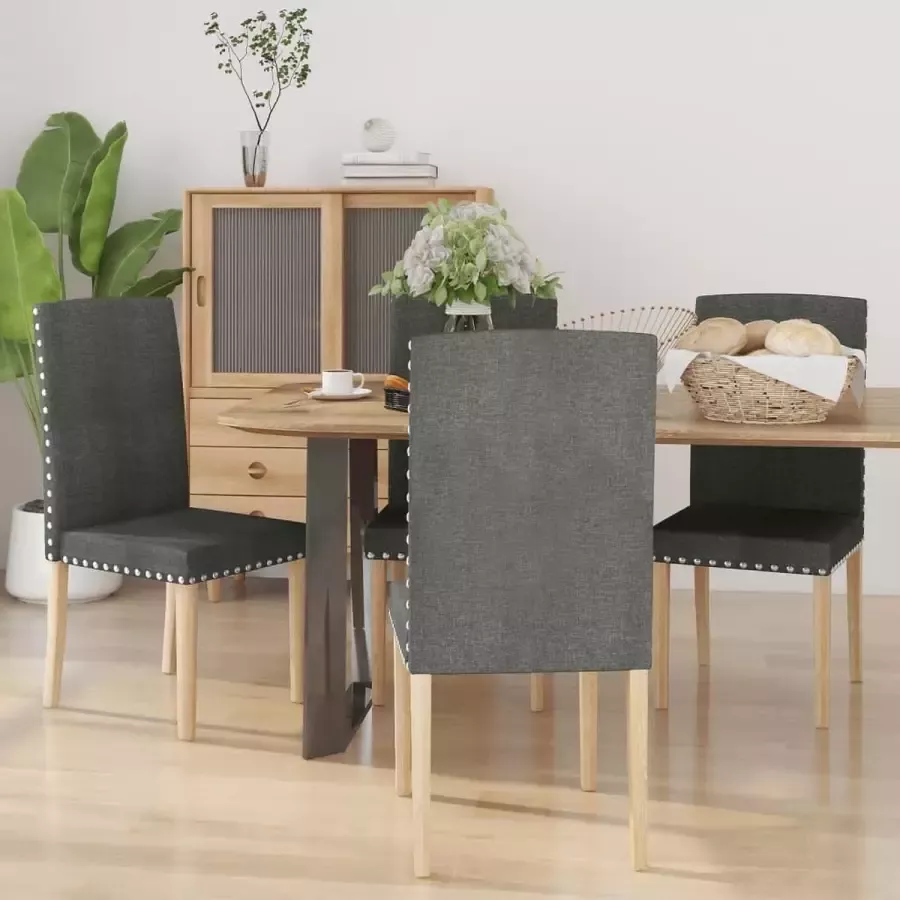 Prolenta Premium Eetkamerstoelen 4 st stof donkergrijs