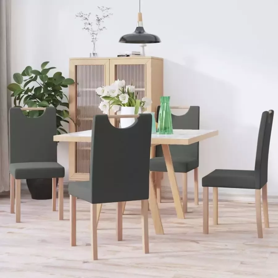 Prolenta Premium Eetkamerstoelen 4 st stof donkergrijs