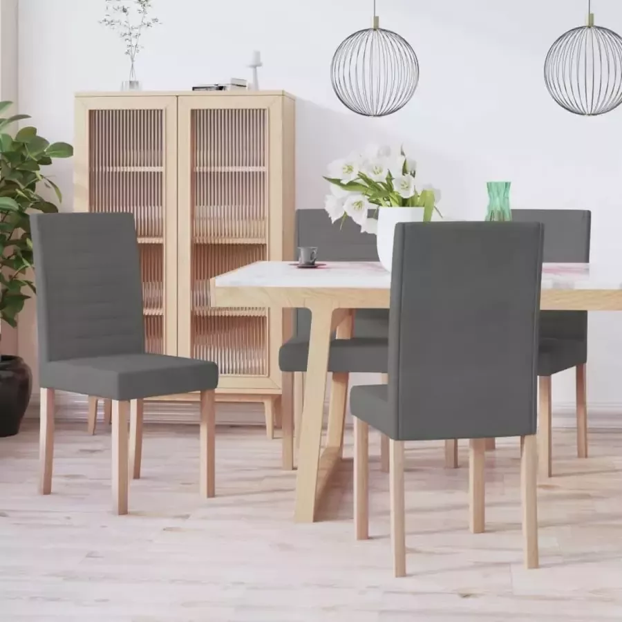 Prolenta Premium Eetkamerstoelen 4 st stof donkergrijs