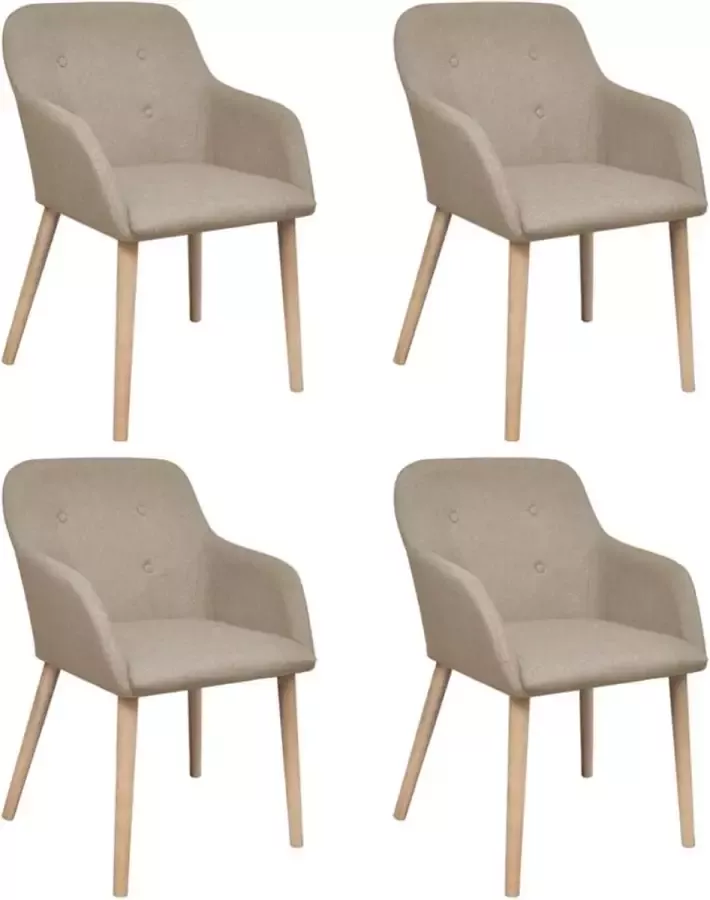 Prolenta Premium Eetkamerstoelen 4 st stof en massief eikenhout beige