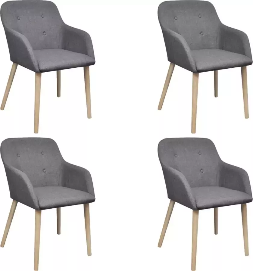 Prolenta Premium Eetkamerstoelen 4 st stof en massief eikenhout donkergrijs