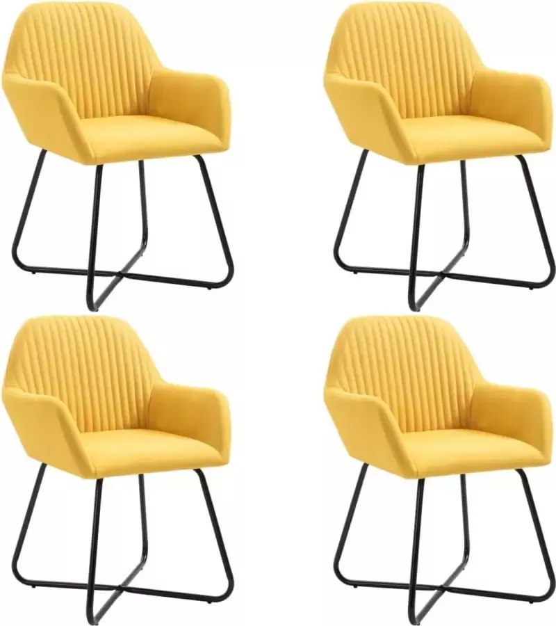 ForYou Prolenta Premium Eetkamerstoelen 4 st stof geel - Foto 5