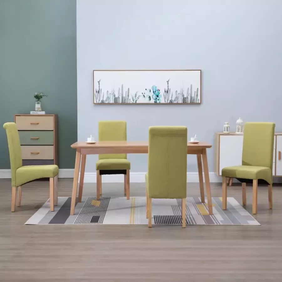 Prolenta Premium Eetkamerstoelen 4 st stof groen