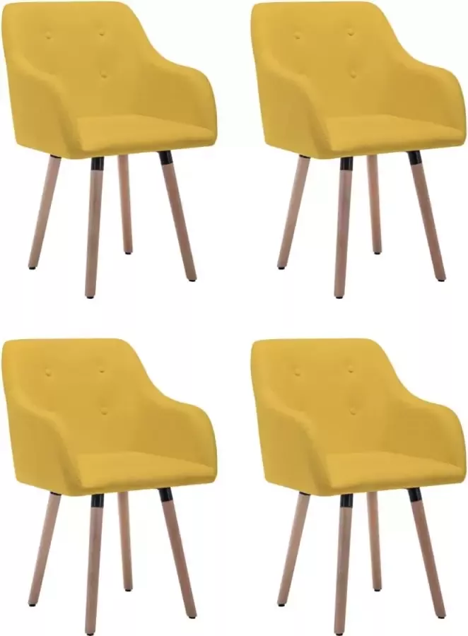 Prolenta Premium Eetkamerstoelen 4 st stof mosterdgeel - Foto 2