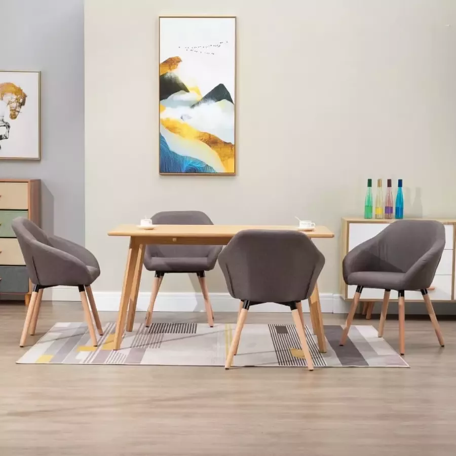 Prolenta Premium Eetkamerstoelen 4 st stof taupe