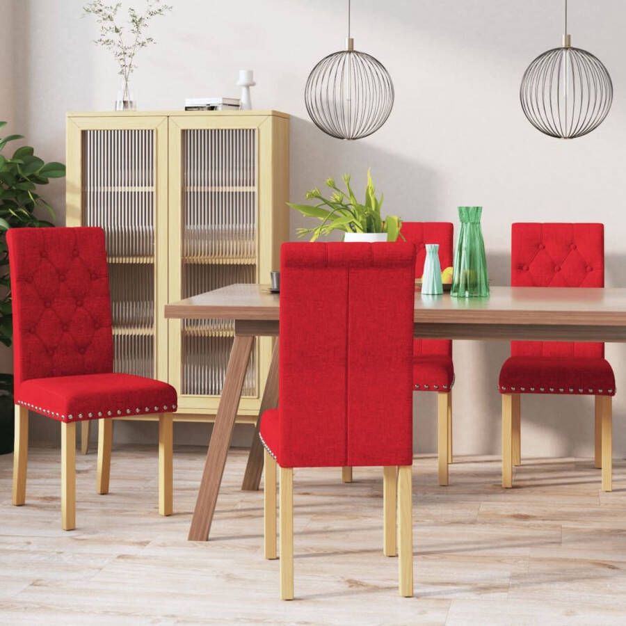 Prolenta Premium Eetkamerstoelen 4 st stof wijnrood