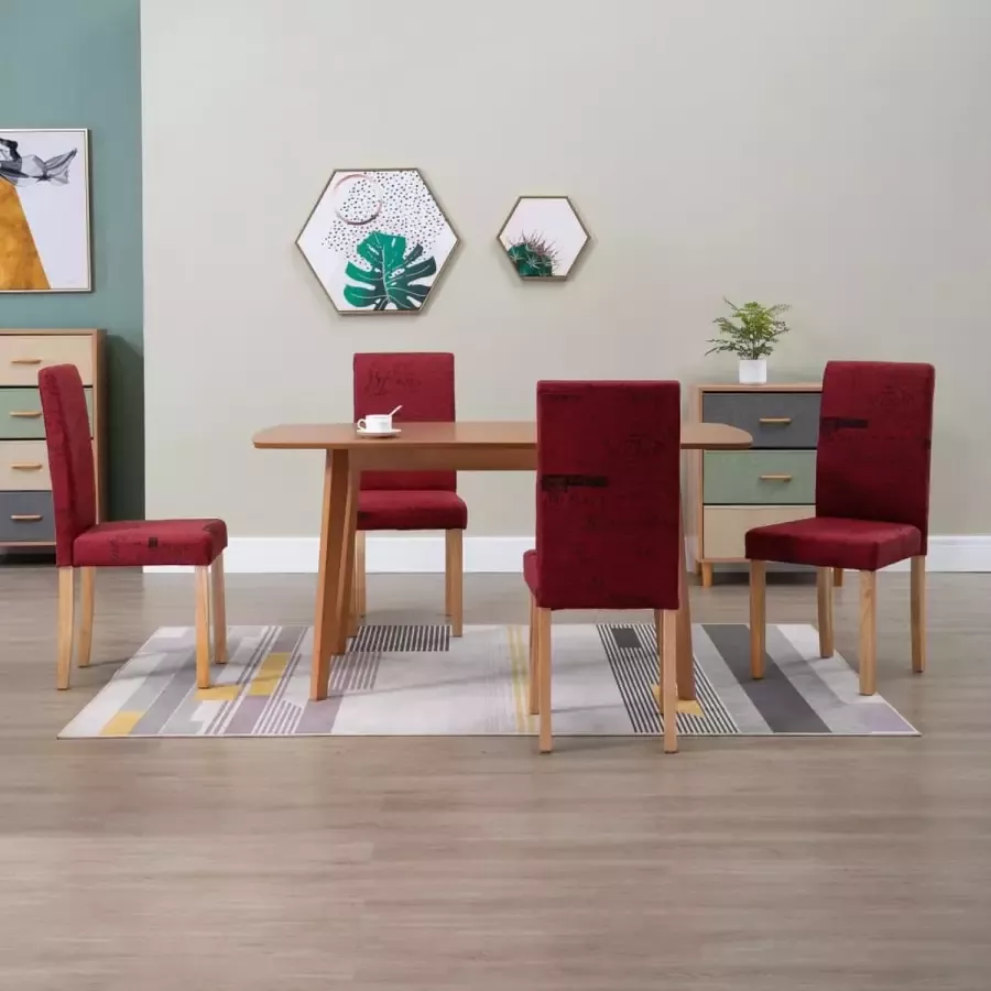 ForYou Prolenta Premium Eetkamerstoelen 4 st stof wijnrood