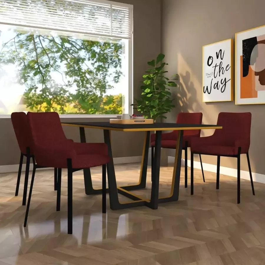 ForYou Prolenta Premium Eetkamerstoelen 4 st stof wijnrood - Foto 3