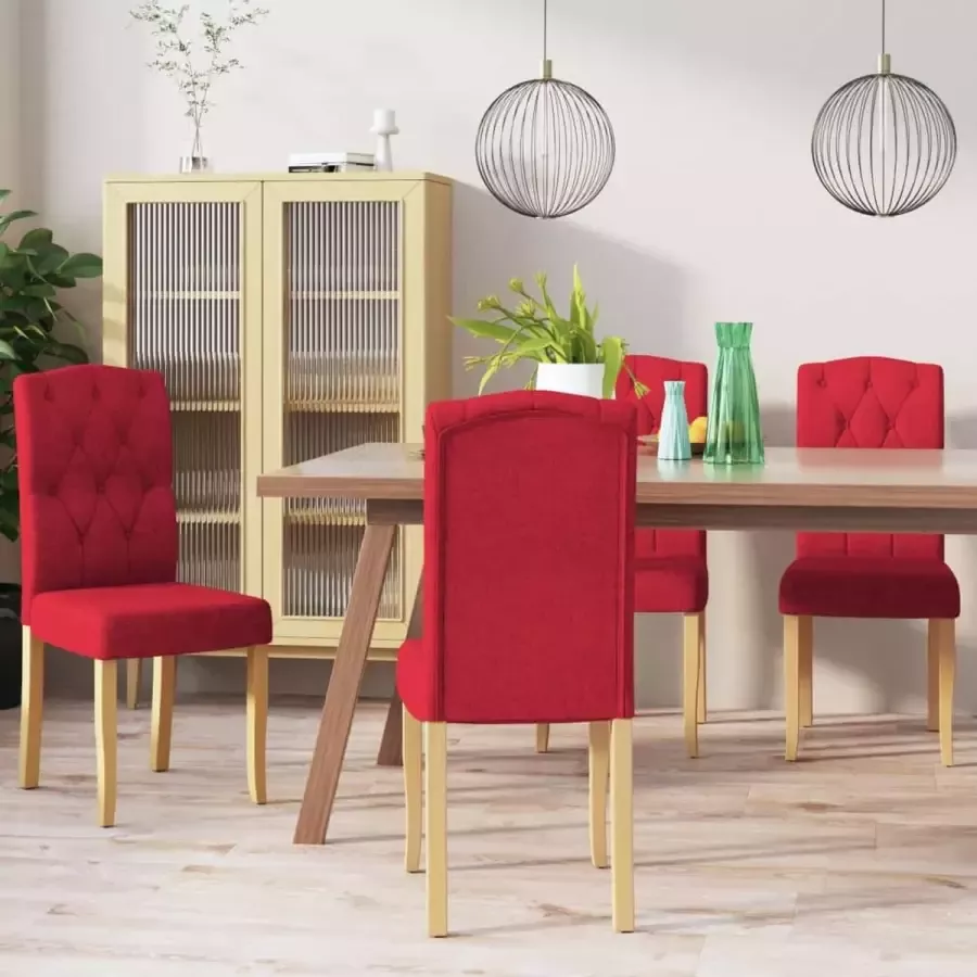 ForYou Prolenta Premium Eetkamerstoelen 4 st stof wijnrood - Foto 7