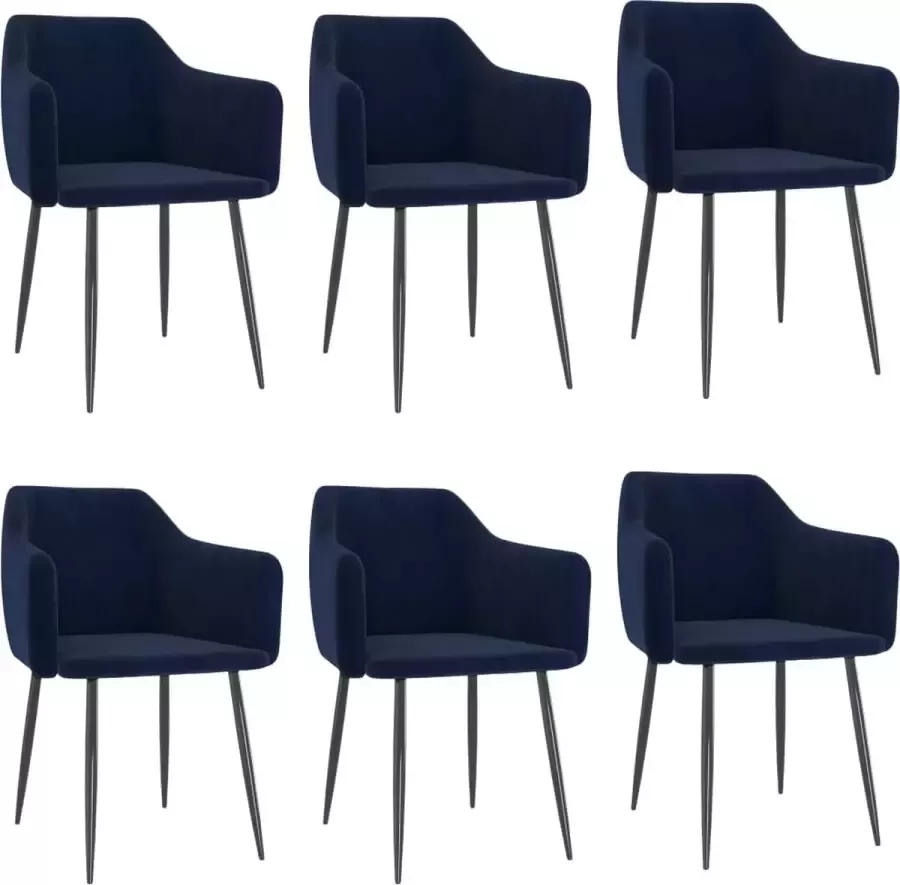 ForYou Prolenta Premium Eetkamerstoelen 6 st fluweel blauw - Foto 5
