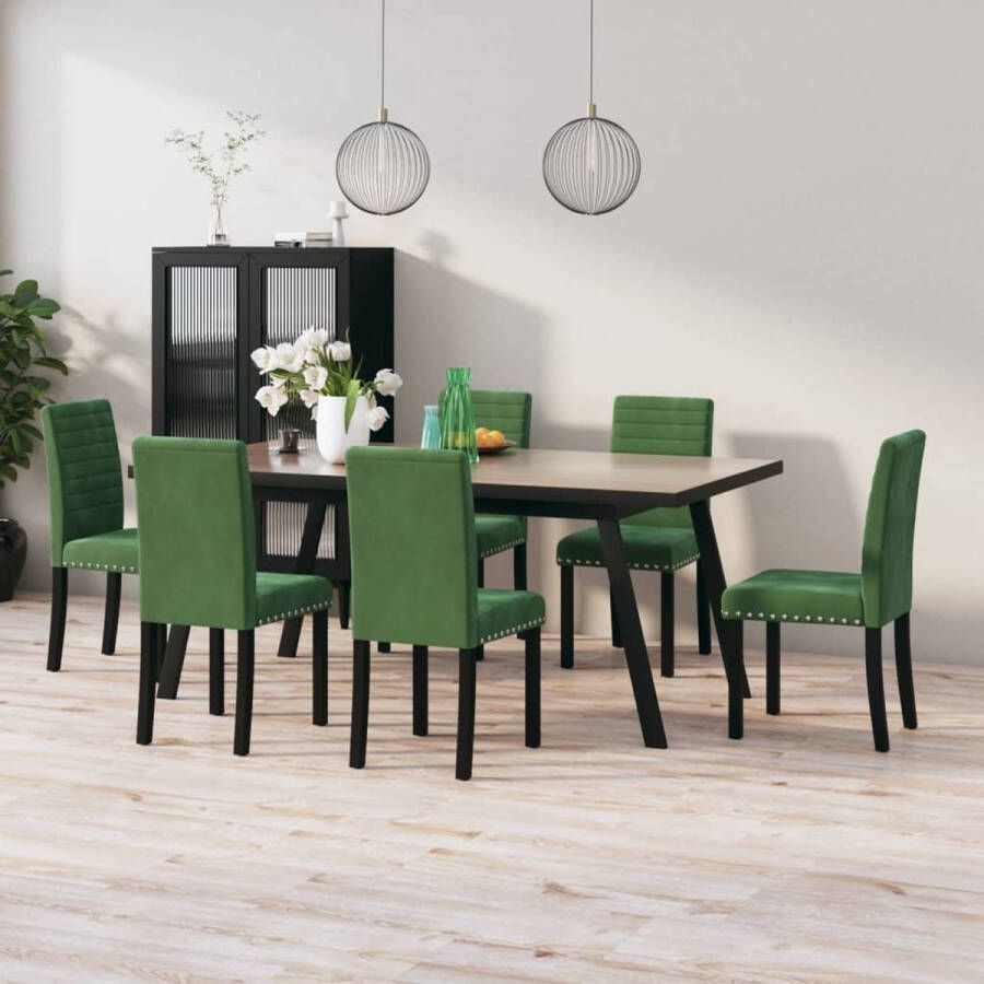 Prolenta Premium Eetkamerstoelen 6 st fluweel donkergroen