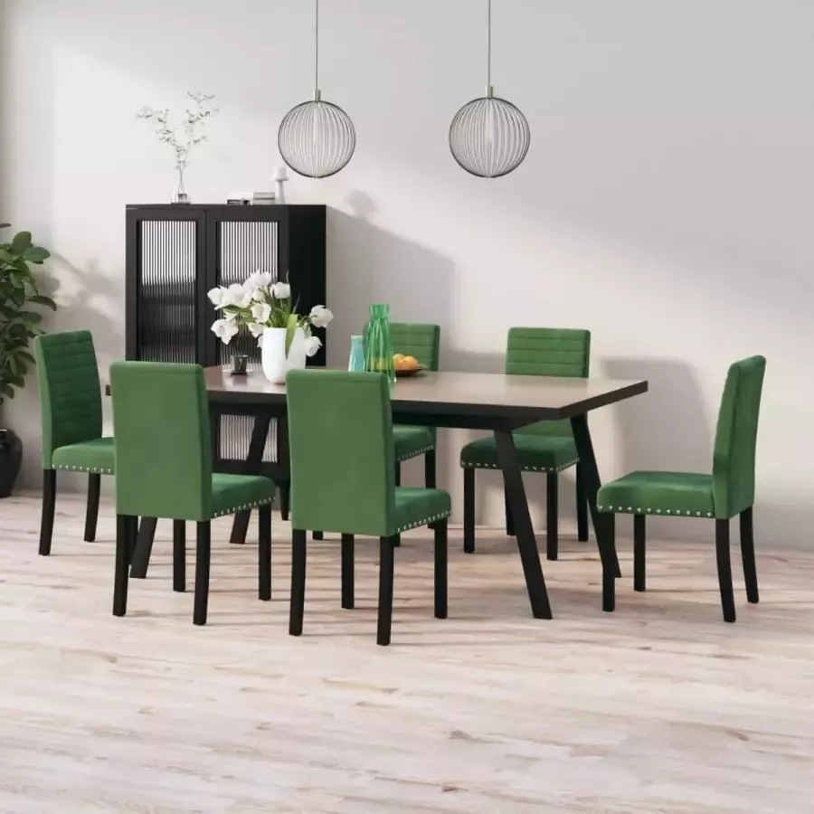 ForYou Prolenta Premium Eetkamerstoelen 6 st fluweel donkergroen - Foto 2