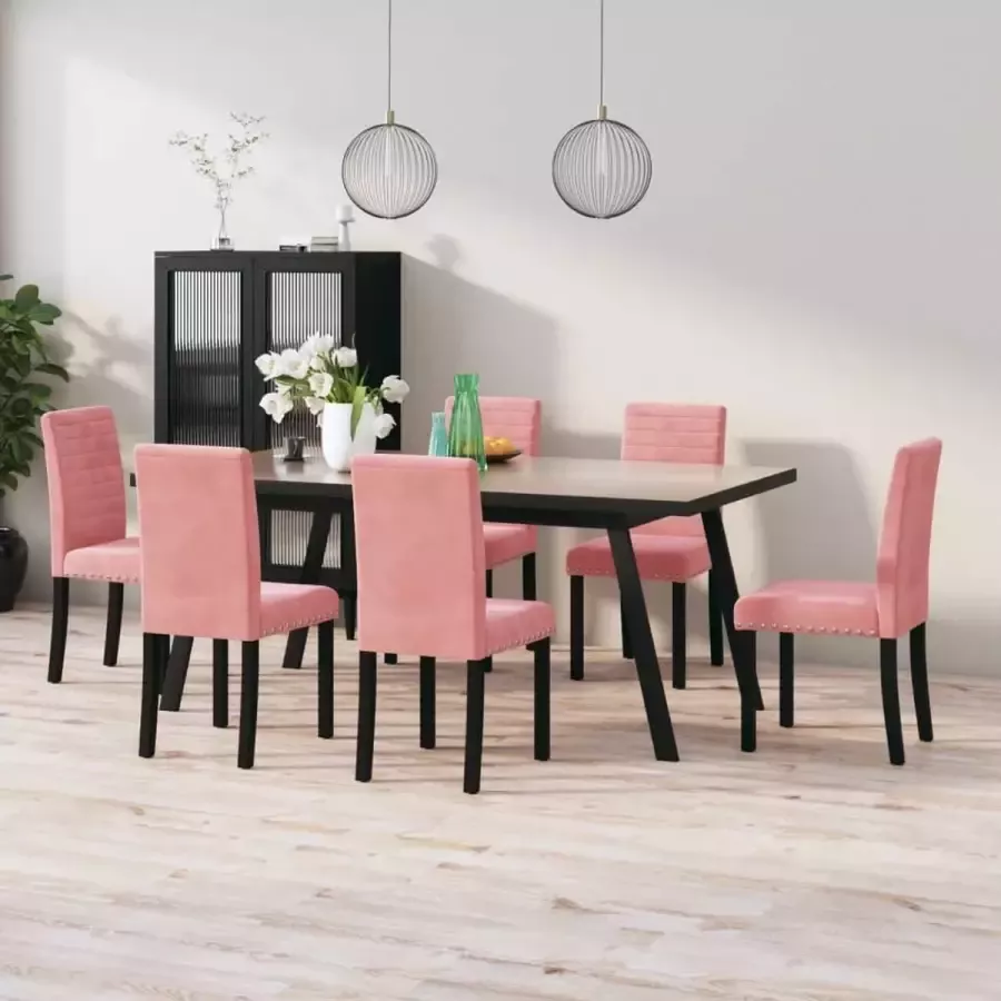 ForYou Prolenta Premium Eetkamerstoelen 6 st fluweel roze