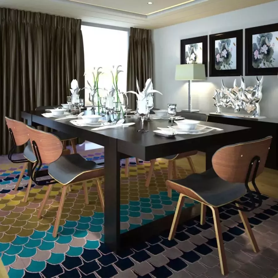 Prolenta Premium Eetkamerstoelen 6 st gebogen hout en kunstleer