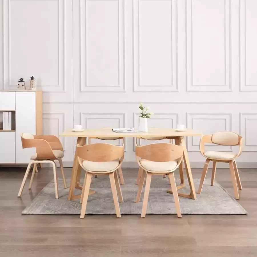 Prolenta Premium Eetkamerstoelen 6 st gebogen hout en kunstleer
