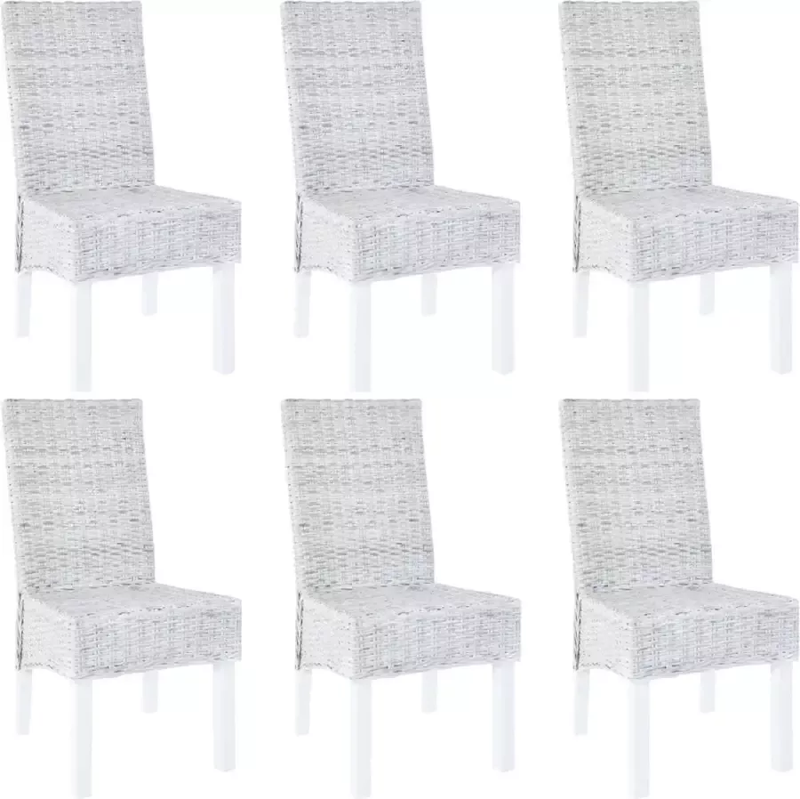 Prolenta Premium Eetkamerstoelen 6 st kubu rattan en mangohout lichtbruin