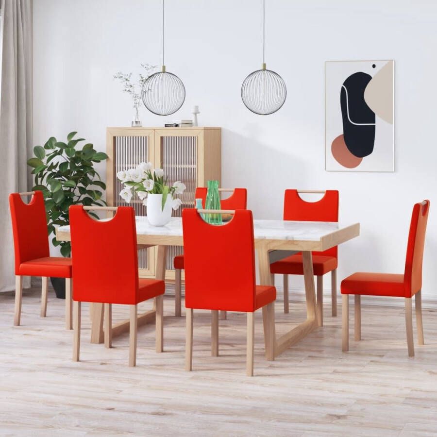 Prolenta Premium Eetkamerstoelen 6 st kunstleer rood