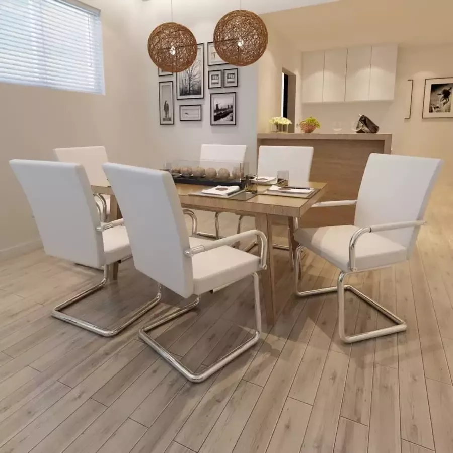 ForYou Prolenta Premium Eetkamerstoelen 6 st kunstleer wit
