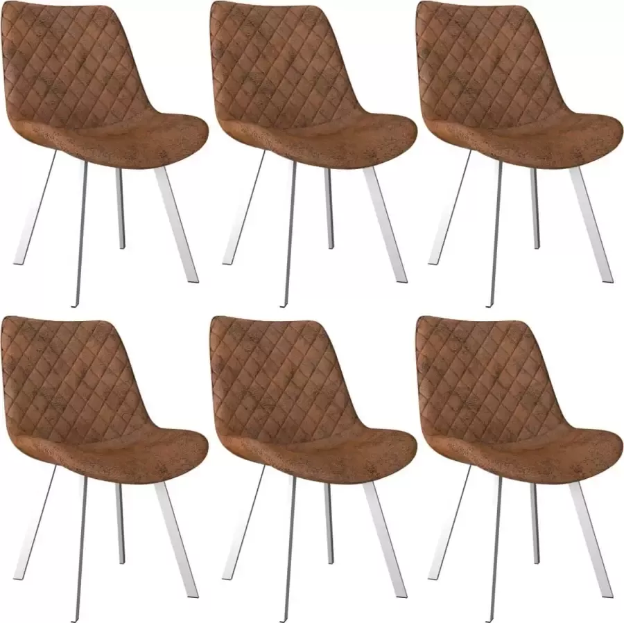 Prolenta Premium Eetkamerstoelen 6 st kunstsuède bruin