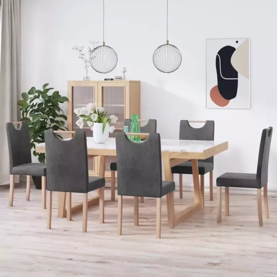 Prolenta Premium Eetkamerstoelen 6 st kunstsuède grijs