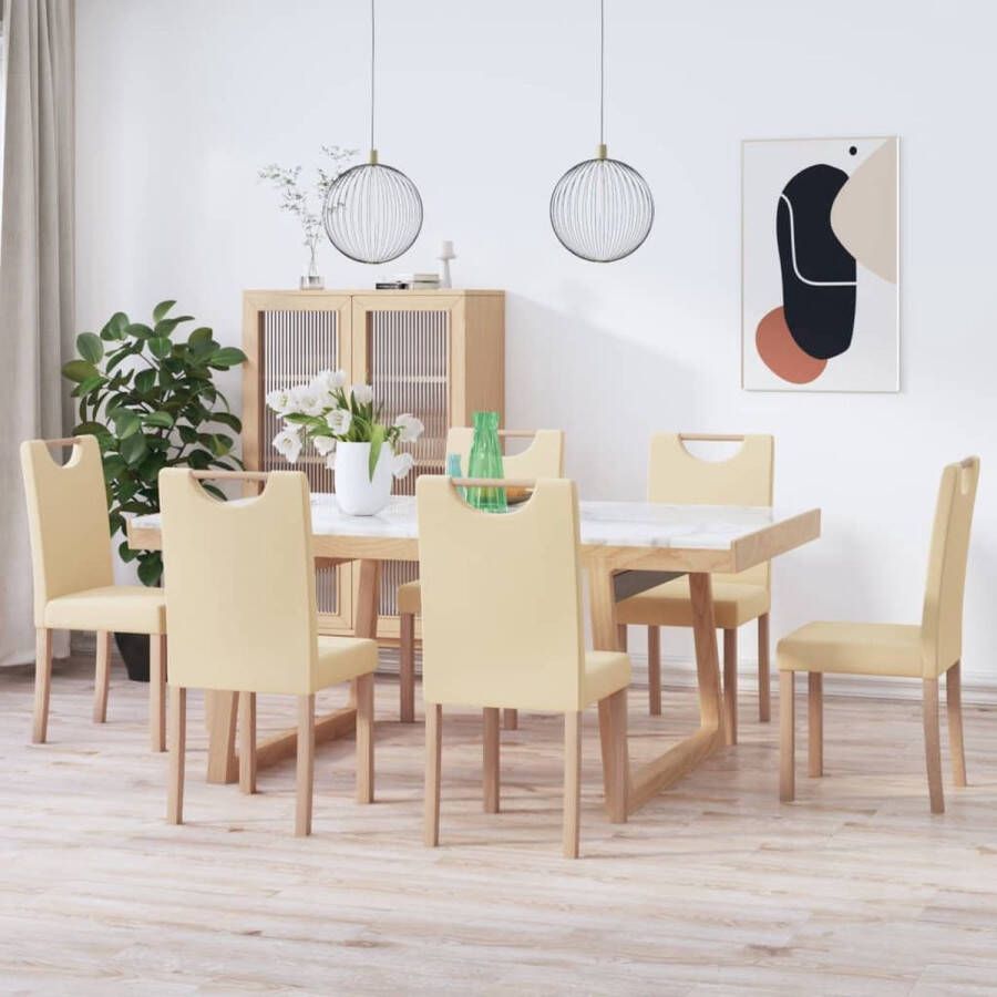 Prolenta Premium Eetkamerstoelen 6 st stof crèmekleurig