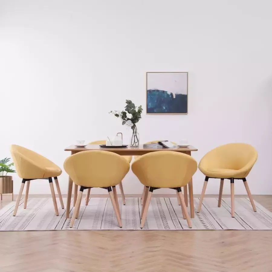 ForYou Prolenta Premium Eetkamerstoelen 6 st stof geel - Foto 4