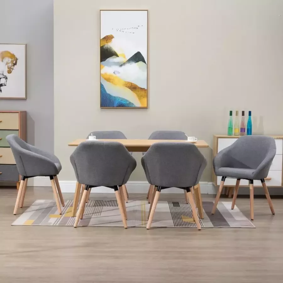 Prolenta Premium Eetkamerstoelen 6 st stof lichtgrijs