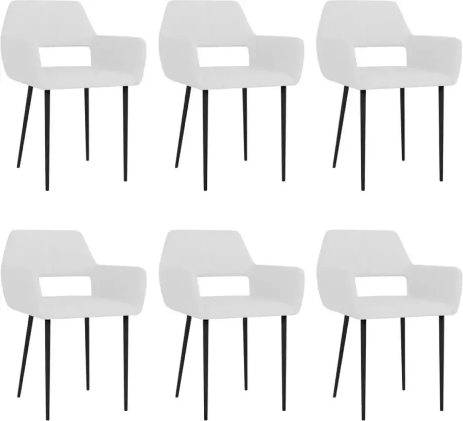 Prolenta Premium Eetkamerstoelen 6 st stof wit