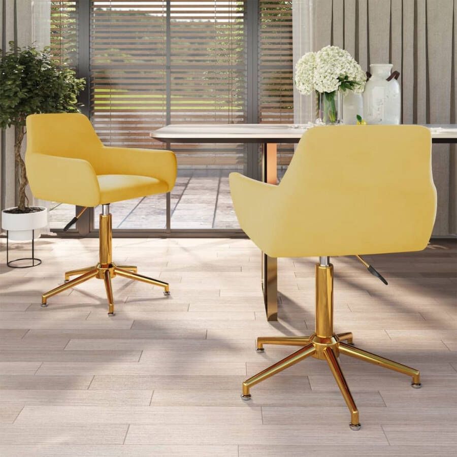 Prolenta Premium Eetkamerstoelen draaibaar 2 st fluweel geel