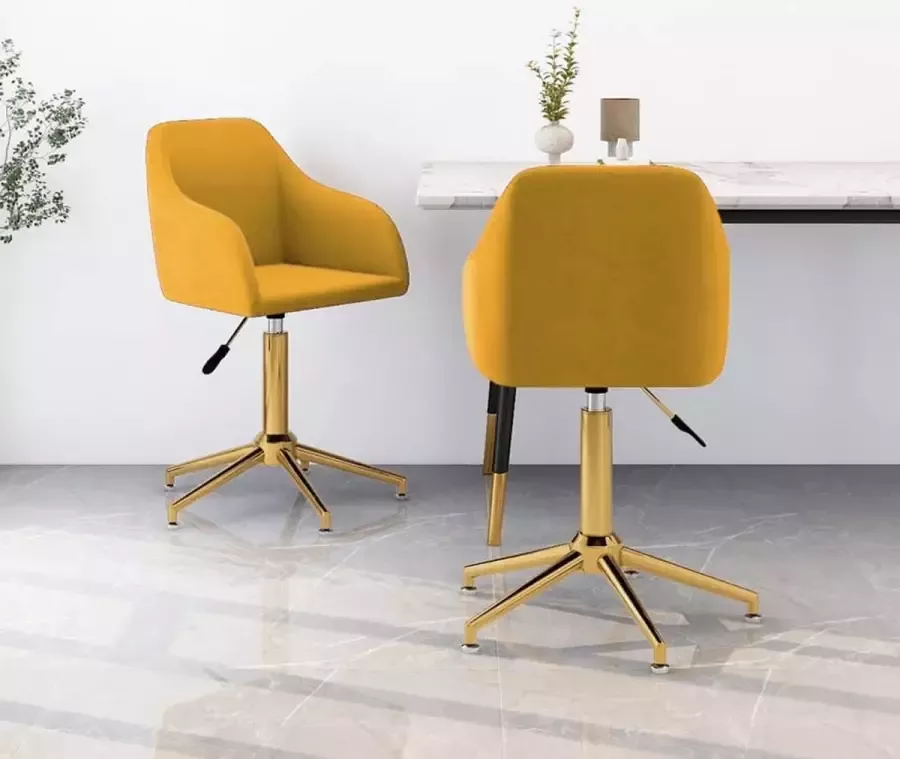 Prolenta Premium Eetkamerstoelen draaibaar 2 st fluweel geel