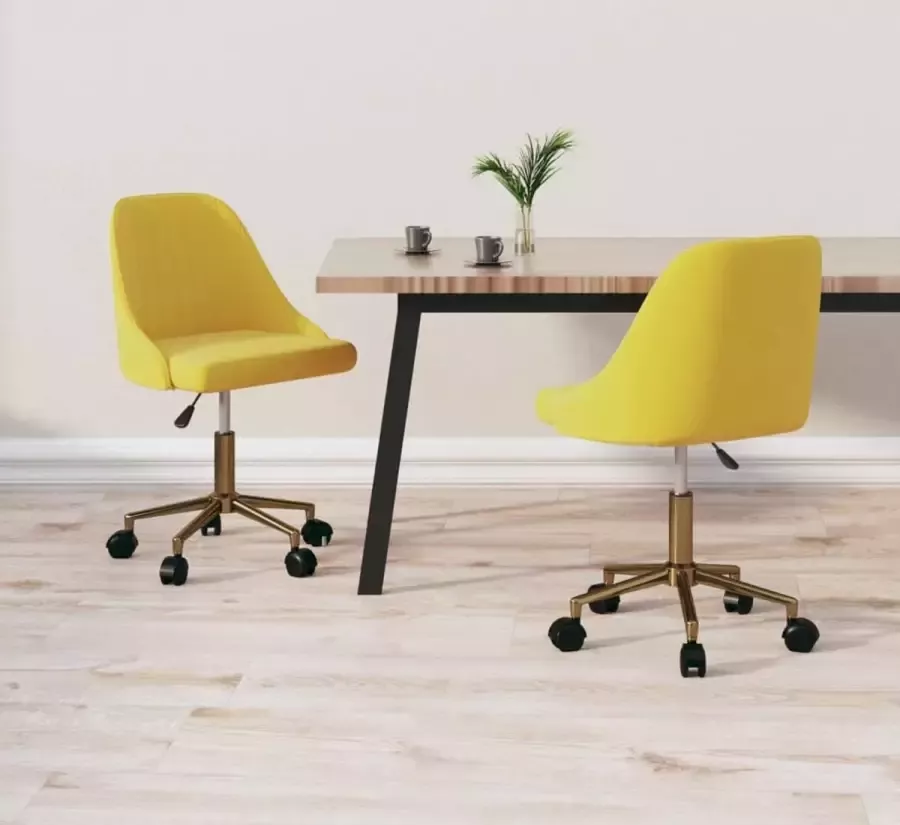 ForYou Prolenta Premium Eetkamerstoelen draaibaar 2 st fluweel geel - Foto 10