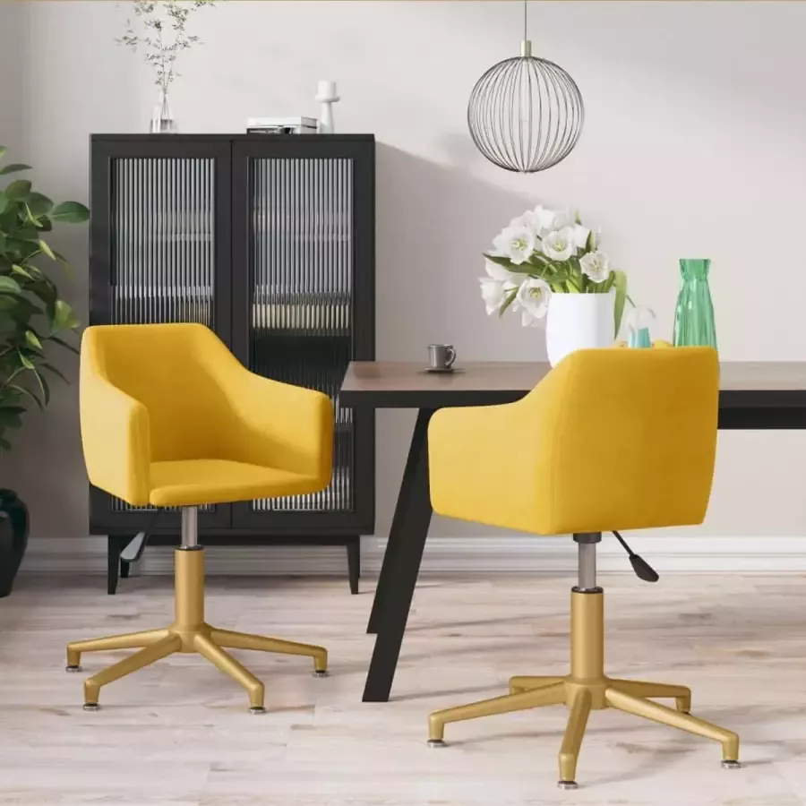 ForYou Prolenta Premium Eetkamerstoelen draaibaar 2 st fluweel geel - Foto 5